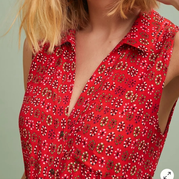Maeve Anthropologie Red Daisy Midi Shirtdress US 6 - Picture 14 of 15